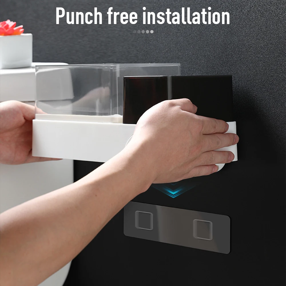 

1PC Roll Paper Tube Household Paper Holder Bathroom Tissue Box Punch-free Waterproof Toilet Paper Rack Garbage Bag Shelf