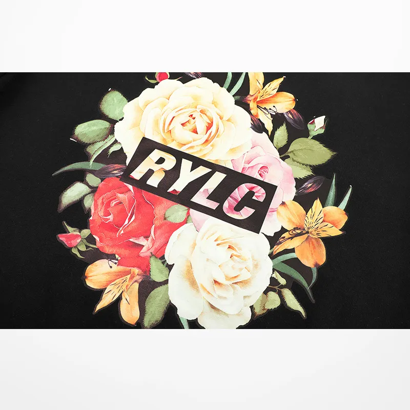 Ins Hoodies Men And Women Oversize Tide Brand Rylc Flower Print Harajuku Fleece Cotton Justin Bieber Sweatshirt Men