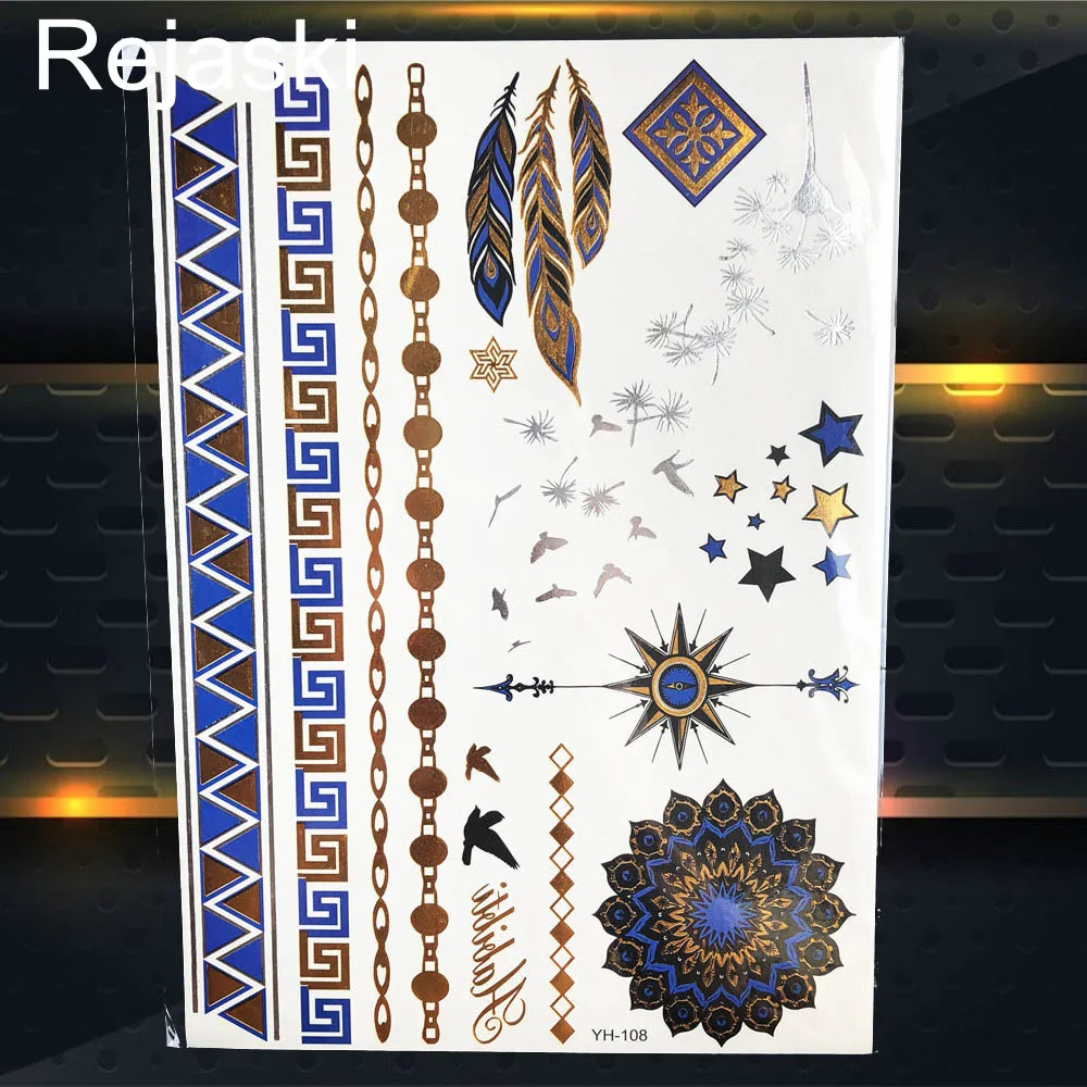 Серьги Henna Mandala золотая металлическая временная татуировка для девушек цепочка с