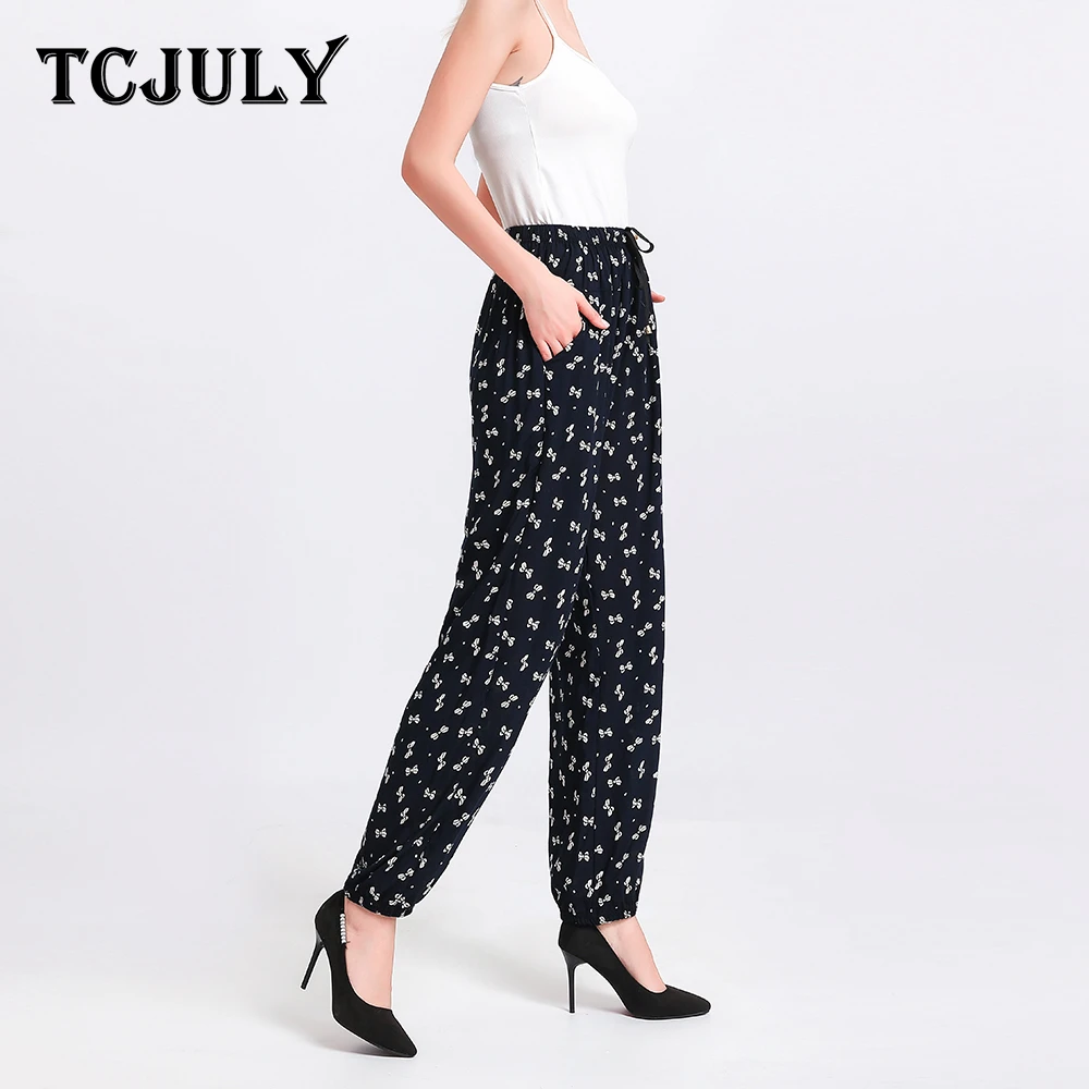 TCJULY Мода 2019 Лето район шаровары бегунов Для женщин шнурок свободные Повседневное