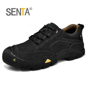 

SENTA High Quality Genuine Leather Men Hiking Shoes Outdoor Waterproof Trekking Boots Mountain Sports Shoes Hunting Ankle Shoes