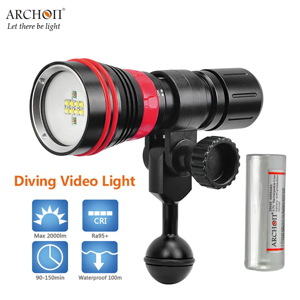 ARCHON D26VR W32R подводный прожектор 8 * белый CREE XP G2 R5 фонарик с 26650 li зарядное