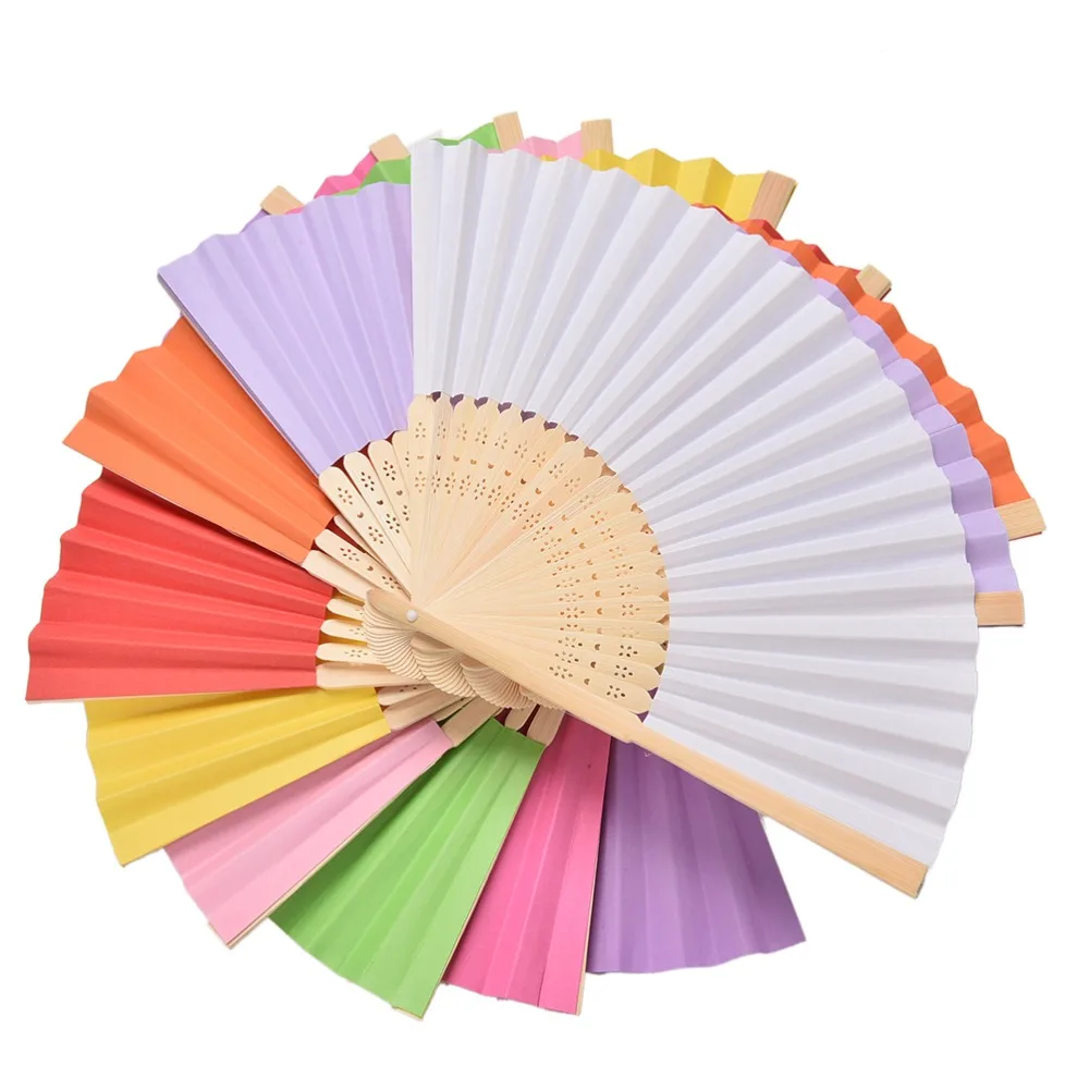 1PC Decor Fan Chinese Style Bamboo&Paper Pocket Fan Folding Hand Held Fans Outdoor Wedding Party Favor Event & Party Supplies