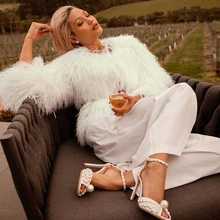 Новая модная зимняя женская пушистый мех Повседневная Женская куртка осенняя и зимняя высококачественная белая шуба плотное пальто