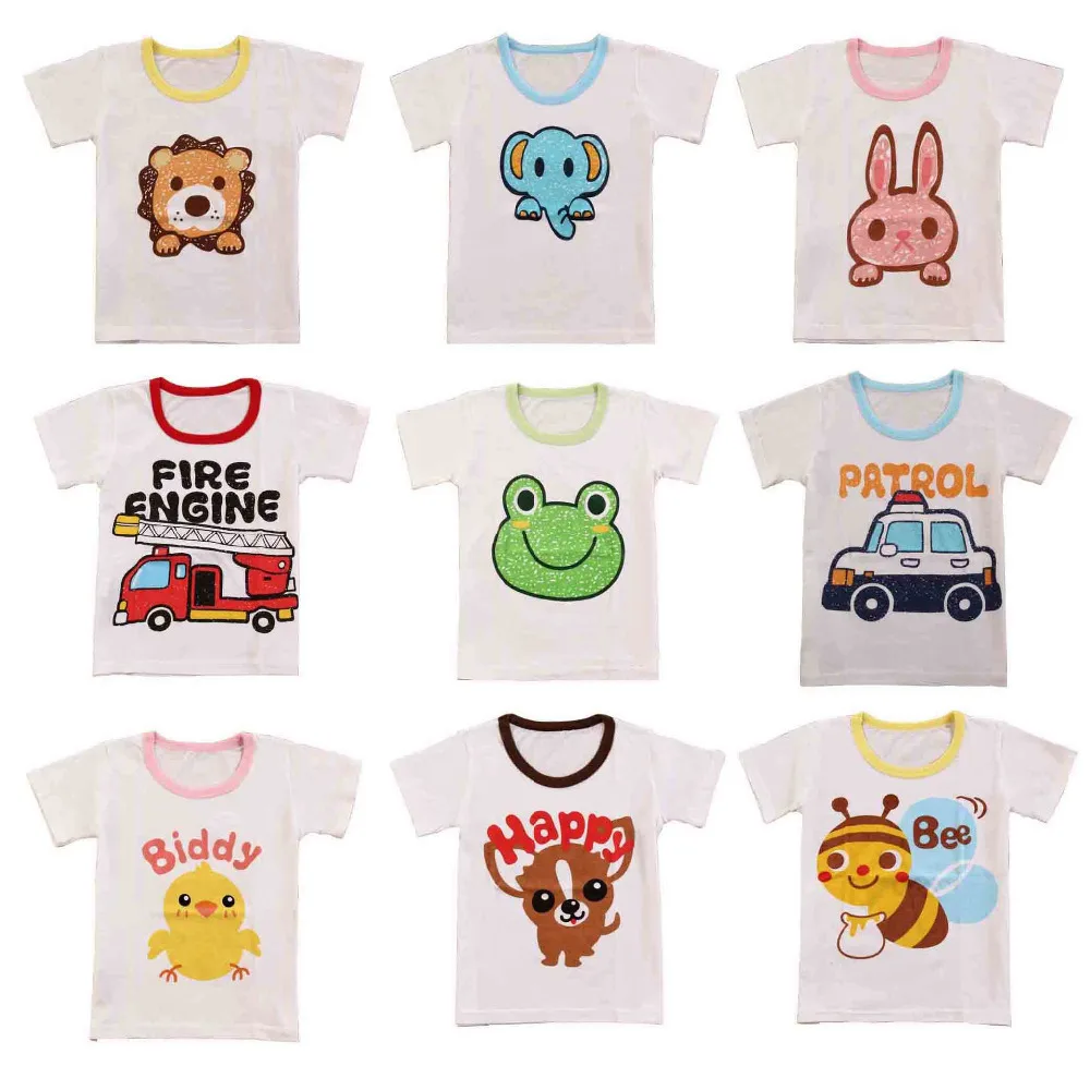 4 шт./лот модная детская футболка с короткими рукавами для детей Дети Шор футболка футболки для малышей Детские хлопковые футболка S