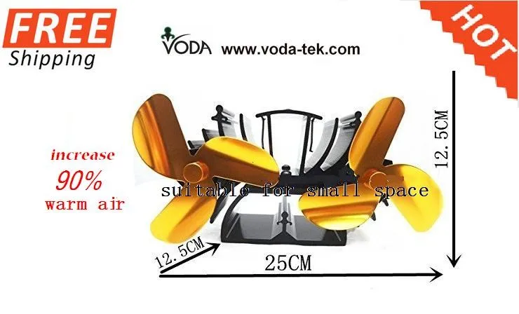 12,5 см Высота 6 лопастей Тепловая плита вентилятор для дерева/горелка бревна/камин-Эко увеличение более 90% теплого воздуха, чем 3 лезвия