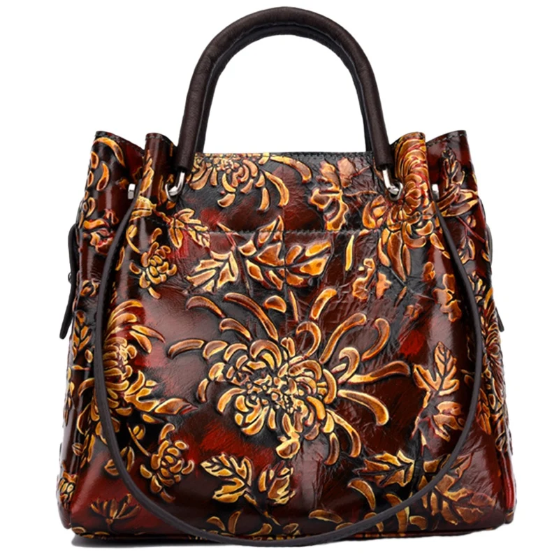 

ABSF Retro Style Natural Skin Embossed Crossbody Shoulder Bag Top Layer Leather Handbag