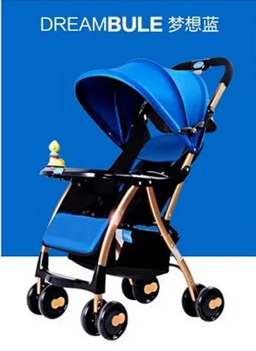 Однокнопочная коляска в виде машины светильник и светильник вес складной зонтик может сидеть лежа с игрушками Зима и Лето коляска - Цвет: blue