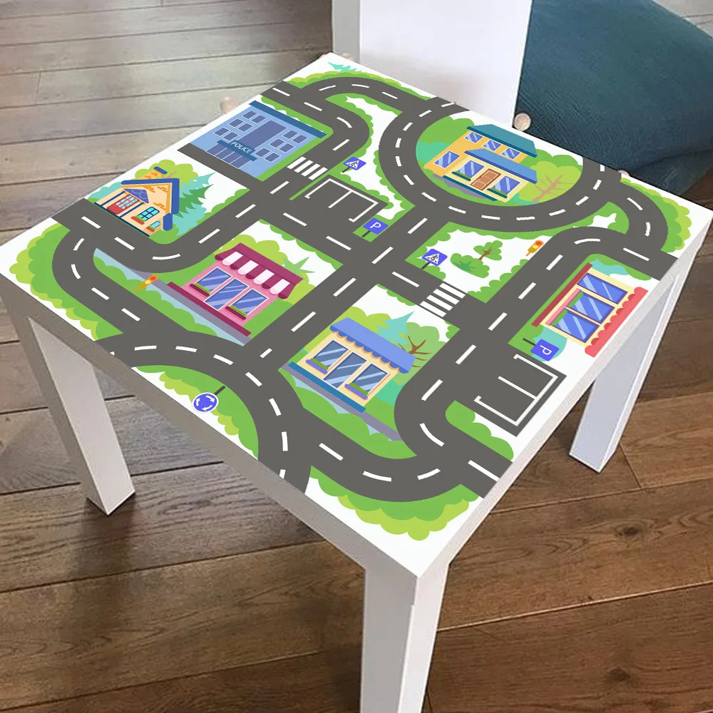 

Cartoon City Traffic For Kids Waterproof PVC Table Sticker Self-adhesive Wallpaper Decor Ornaments Home Decoration Accessories