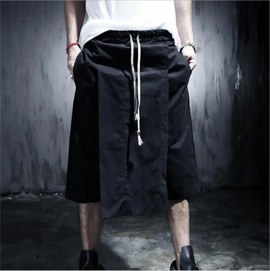 Новые летние мужские шорты модные готические темно-черные повседневные шорты плюс размер сценические костюмы певицы хип-хоп