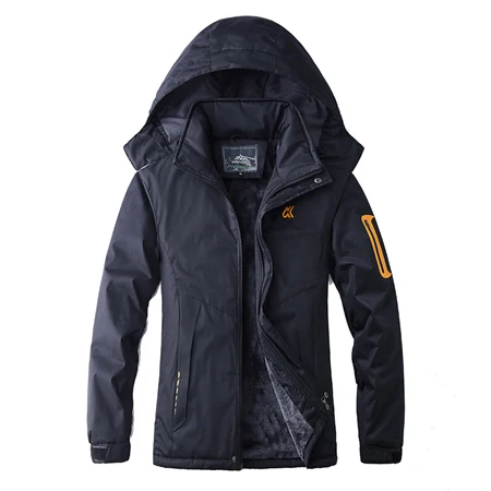 Зимняя теплая куртка из плотного флиса для мужчин, для занятий спортом на открытом воздухе, ветровка для походов, лыжного спорта, Брендовые пальто MA197 - Цвет: Black