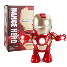 Для танцев, Железный человек Мстители Экшн фигурки игрушки светодиодная вспышка светильник с светильник звук музыки робот Hero Тони Старк электронные игрушки