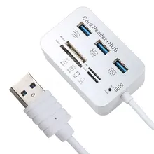Kebidu Usb 3,0 Multi Hub+ кард-ридер комбо мини-концентратор с MS/SD/M2/TF с 3 Порты USB разветвитель для портативных ПК