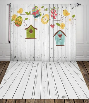 

New Arrive Hot Sale Easter White Plank Photo Backdrops Photo Studio Computer Painted Baby Background Wall XT-3588