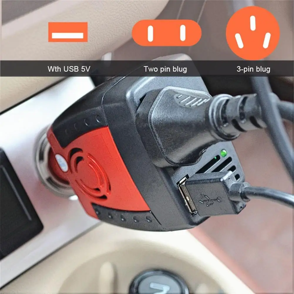 Автомобильный преобразователь напряжения USB 220 А 75 Вт 12 В постоянного тока 50 Гц