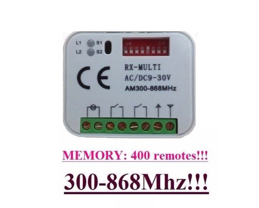 

3X RX Multi Frequency 300-868MHZ AC/DC 9-30V Universal Rolling Code Remote Receiver Sommer FAAC liftmaster NICE Beninca Receiver