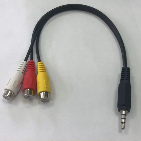 

2.5mm Mini AV Male to 3RCA Female M/F Audio Video Cable Stereo Jack Adapter Cord