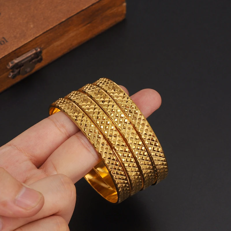 4 шт. дубайские золотые ювелирные браслеты для эфиопских браслетов ювелирные изделия китайские свадебные браслеты для женщин и мужчин подарок