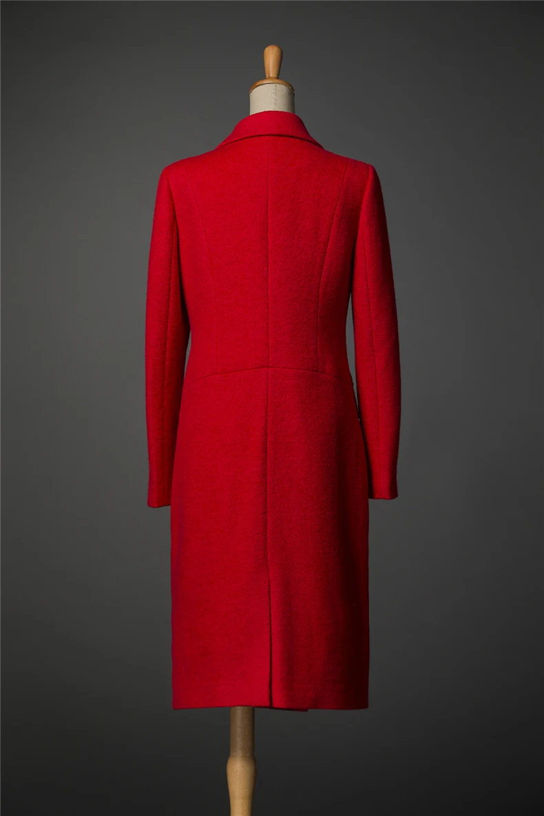 Новое поступление осеннее и зимнее красное шерстяное пальто длинное дизайнерское красное шерстяное Женское пальто женские шерстяные пальто Верхняя одежда f360