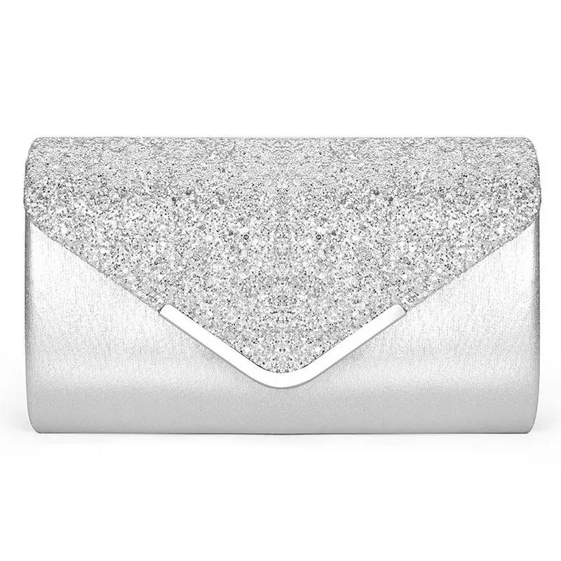 Anslot Блестящий клатч, Женские однотонные свадебные сумки для леди, вечерние клатчи, женские роскошные сумки через плечо HPS472 - Цвет: Silver