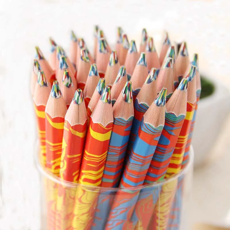 

4pcs/lot Wooden Colors Pencil Set Cute 4 In 1 Rainbow Pencils Crayons for Kids DIY Drawing Graffiti Pen Tool Art School Supplies