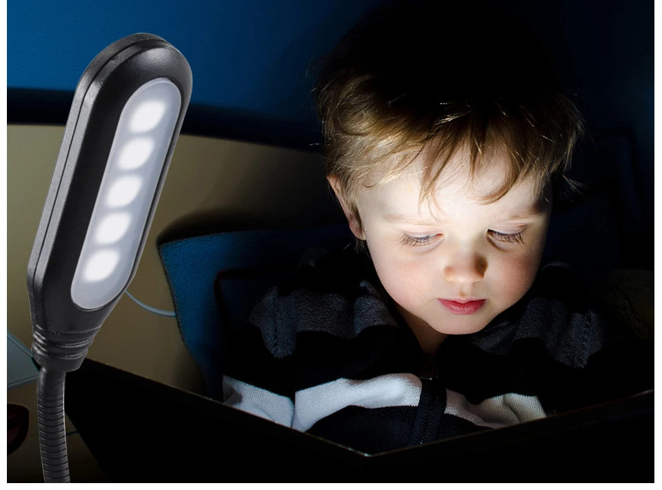 Мини-светодиодный светильник для чтения книг, гибкая лампа для чтения книг, настольная лампа с зажимом, настольная лампа для ноутбука, ПК, аккумулятор