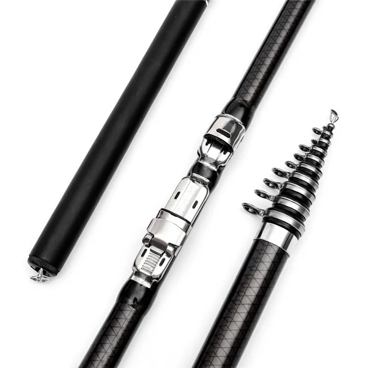 Black 2.7m - 6.3M Rock Spinning Fishing Rod 2.2-3KG Test M Power 99% Carbon Telescopic Fishing Rod Carp Rock Rod Spinning Rods -
