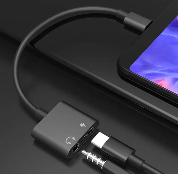 Зарядный адаптер 2 в 1 USB Type C штекер на гнездо 3 5 мм + зарядный преобразователь для