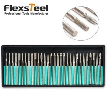 

30pcs/set 2.35MM Shank Diamond Rotary Burr Nail Drill Bits Jewelry Stone Drill for Grinding Dremel Burr Rotary Drill Bit