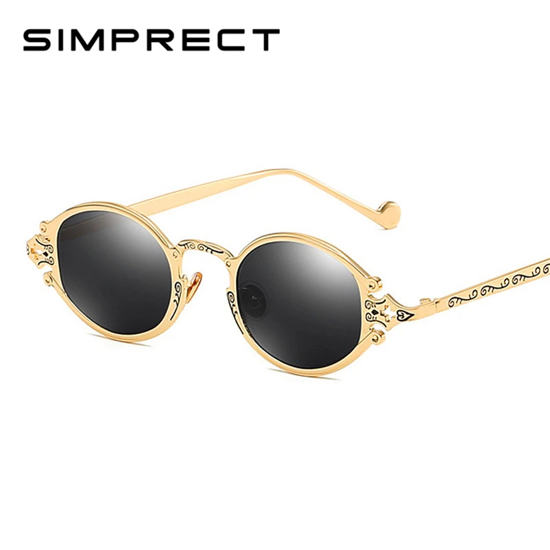 

SIMPRECT 2019 Oval Sunglasses Women Retro Metal Round Sun Glasses Fashion High Quality Brand Designer Vintage Sunglass YJ1058
