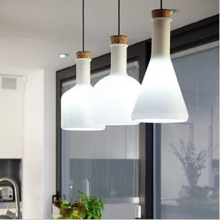 White Glass Pendant Light 3 Heads Creative Home Lighting Fixture Experimental Bottle Hanging Lamp E27 110