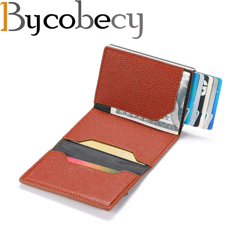 Мужские кошельки для карт Bycobecy с технологией Rfid тонкий Мужской винтажный
