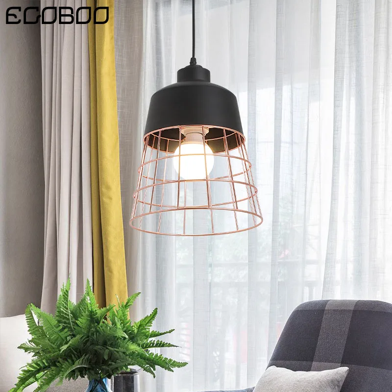 EGOBOO Black vintage pendant lights E27 Bulb Dining Room Kitchen Attic iron lamp shade LED single head lamp