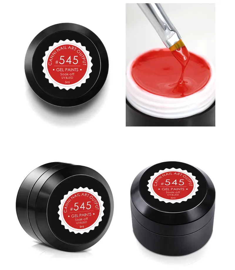 CANNI УФ-гель-краска, цвет 551-600, эмаль, 5 мл, 141 чистых цветов, лак Venalisa, дизайн, замачиваемый от морщин, УФ-светодиодный гель для рисования ногтей
