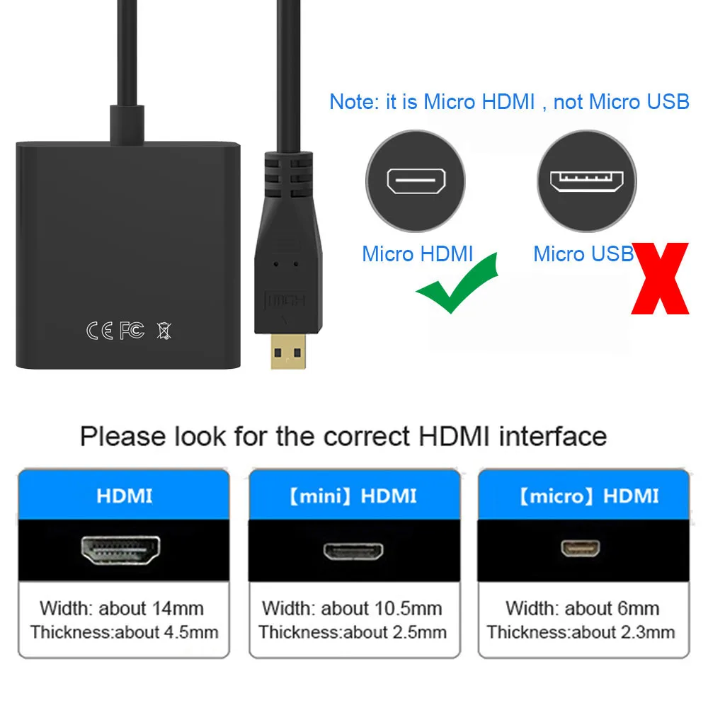 Micro HDMI адаптер VGA с 3,5 мм аудио разъем мужчин и женщин конвертер адаптер 1080 P для HDTV XBOX PS4 проектор для планшетных ПК