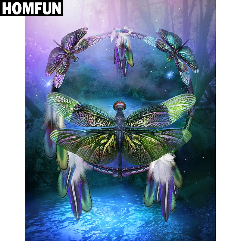 

HOMFUN Full Square/Round Drill 5D DIY Diamond Painting "Dream dragonfly" Embroidery Cross Stitch 5D Home Decor Gift A01374
