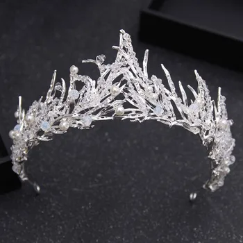 

Trendy Silver Crystal Wedding Queen Crown Hair Jewelry Plated Rhinestones Tiaras Hairwear for Women Bride Wedding Accessories