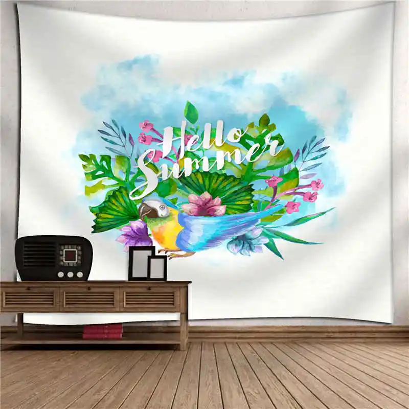 Tropical plants flower palm tapestry animal  (12)