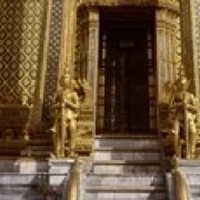 Low angle view of statues in front of a temple  Phra Mondop  Grand Palace  Bangkok  Thailand Poster Print (36 x 12)