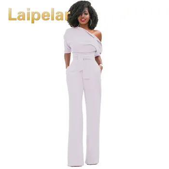 

Laipelar Wide Leg Jumpsuits Romper Women Overall Sexy One Shoulder Bodycon Tunic Jumpsuit for Party Elegant Pants