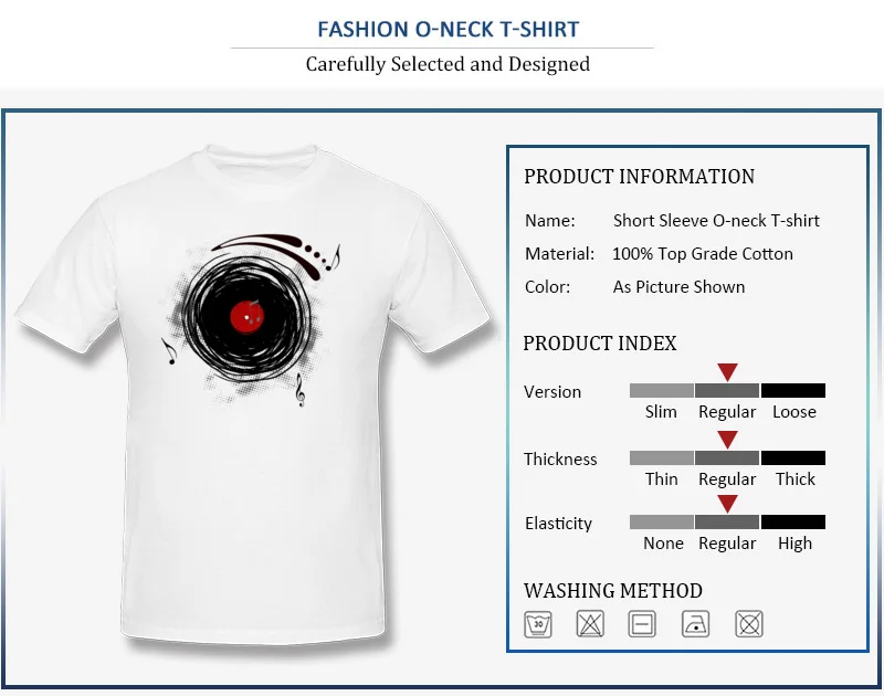 Faddish Male T-shirts Crew Neck Summer/Fall Short Sleeve 100% Cotton Tops Shirt Casual Group Clothing Shirt Top Quality Vinyl Records Retro Grunge DJ Art