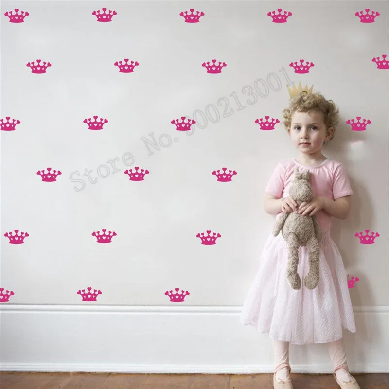 

Room Decoration Princess Crown Wall Sticker Vinyl Removeable Poster Beautiful Girls Room Decal Small Pattern DIY Mural LY519