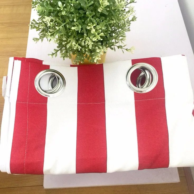 Простая и Современная Классическая хлопковая холщовая ткань в красно-белую полоску, занавески, занавески для спальни, гостиной