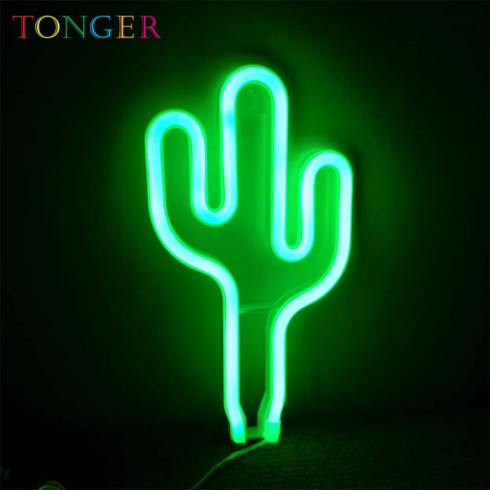 TONGER домашний декор кактус LED Искусство неоновая вывеска доска украшения стены
