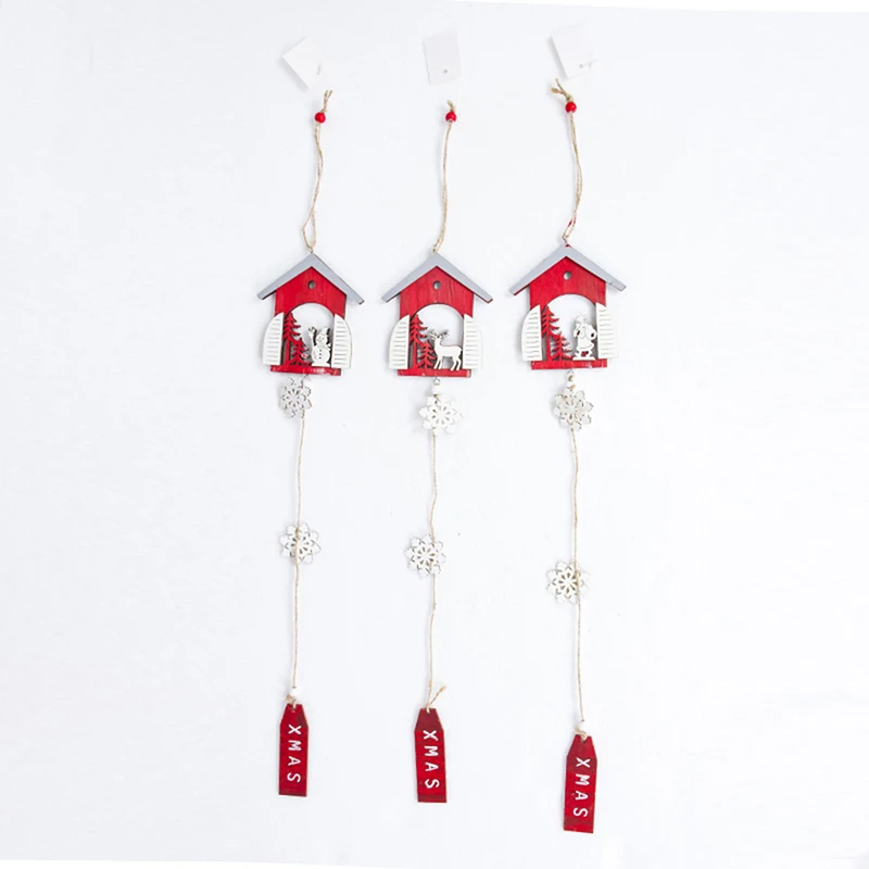 1 Pc Christmas Tree Ornaments Wooden Snowflake Tag Santa Claus Snowman Elk Pendants Decoration DIY Wood Crafts Supplies New