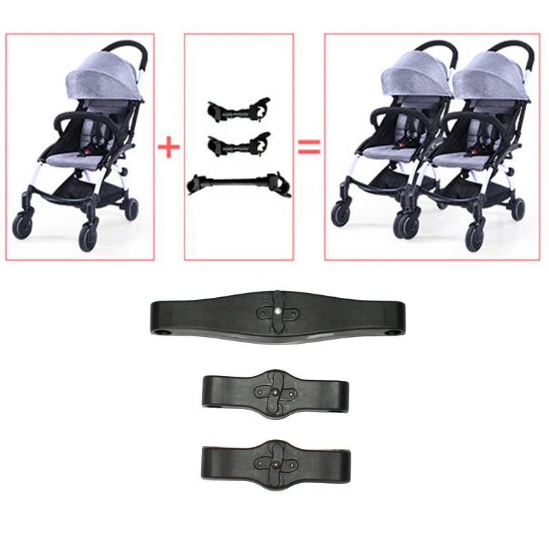 

1pc Twin Stroller Adapter Connector Adapter Connect Two Strollers Adapter Plastic Black Coupler for Twins Baby Stroller