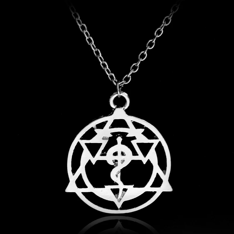 

MQCHUN Fullmetal Alchemist Symble Choker Necklaces alloy Pendants Edward Hollow link chain Necklace Anime Souvenir