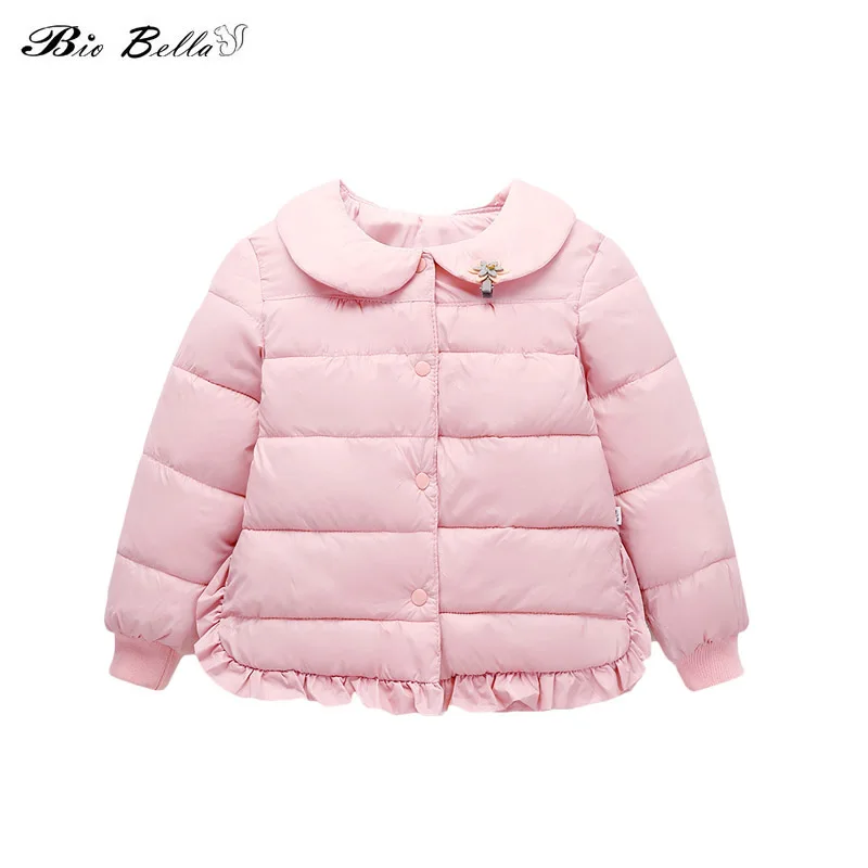 

Winter 2018 Children Girl's Down Jacket New Full Sleeve Cute Princess Winter's CoatS Warm Cute Solid Think Girl Kids Outerwears