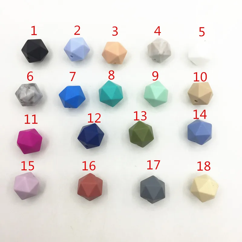

50pcs BPA Free Food Grade Silicone loose Icosahedron Beads (14 mm Geometric Hexagon) Wholesale - YOU Choose - Jewelry Bulk Loose