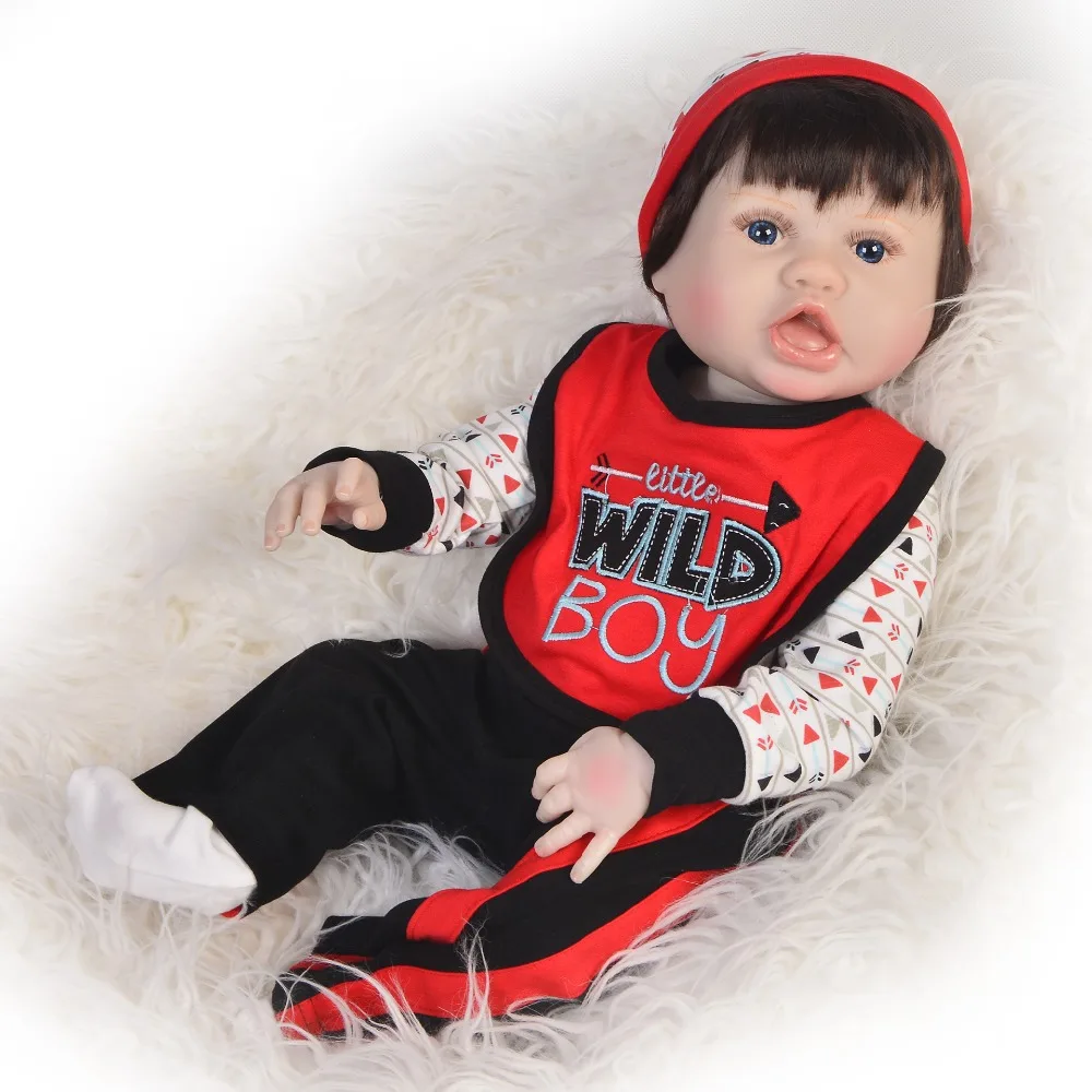 

23'' Handsome Reborn Baby boy Dolls all Silicone Realistic Baby Doll Toy For Kids Birthday Gifts Real Alive bebe Reborn baby Eth